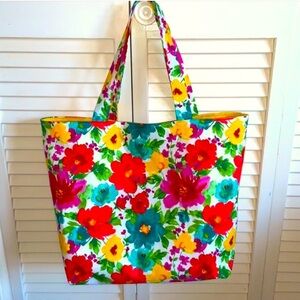 Hand Crafted Colorful Floral Tote Bag All Purpose Carry All Shoulder Purse
